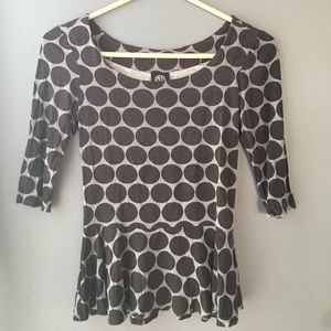 Polkadot peplum black and grey top